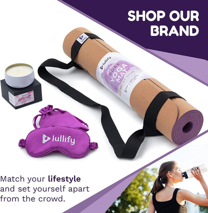 Lullify Premium Cork Yoga Mat | Non Slip and Built To Last Through Hot Yoga Or Exercise Class | Biodegradable and Built With Sustainable Materials | Carrying Strap Included