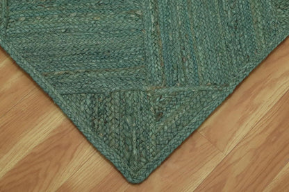 Hand Braided Jute 4 Ft Square Kilim Rug Flatweave Pink Geometric Pattern Jute Sisal Rug, Thick 0.27 Inch Indoor Outdoor Carpet for Kitchen, Bedside, Yoga Mat - Colors A