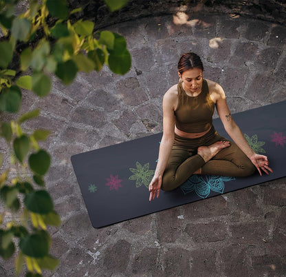 nuveti Printed Travel Yoga Mat-1/16 Inch Thick Non Slip Fitness Workout Mat with Carrying Bag, Foldable Lightweight Suede & Natural Rubber Yoga Mat for Yoga Pilates and Fitness 72" L x 24" W x 1.5mm