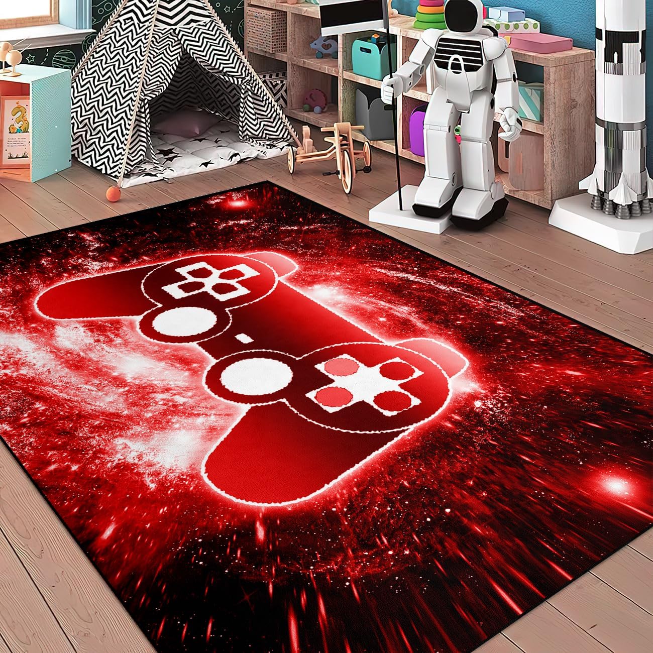 Video Game Rug - Gaming Themed Rug Gamepad Controller Area Rugs for Bedroom Gaming Carpet for Boys Game Carpet for Playrooms Bedroom Doormat Yoga Mats