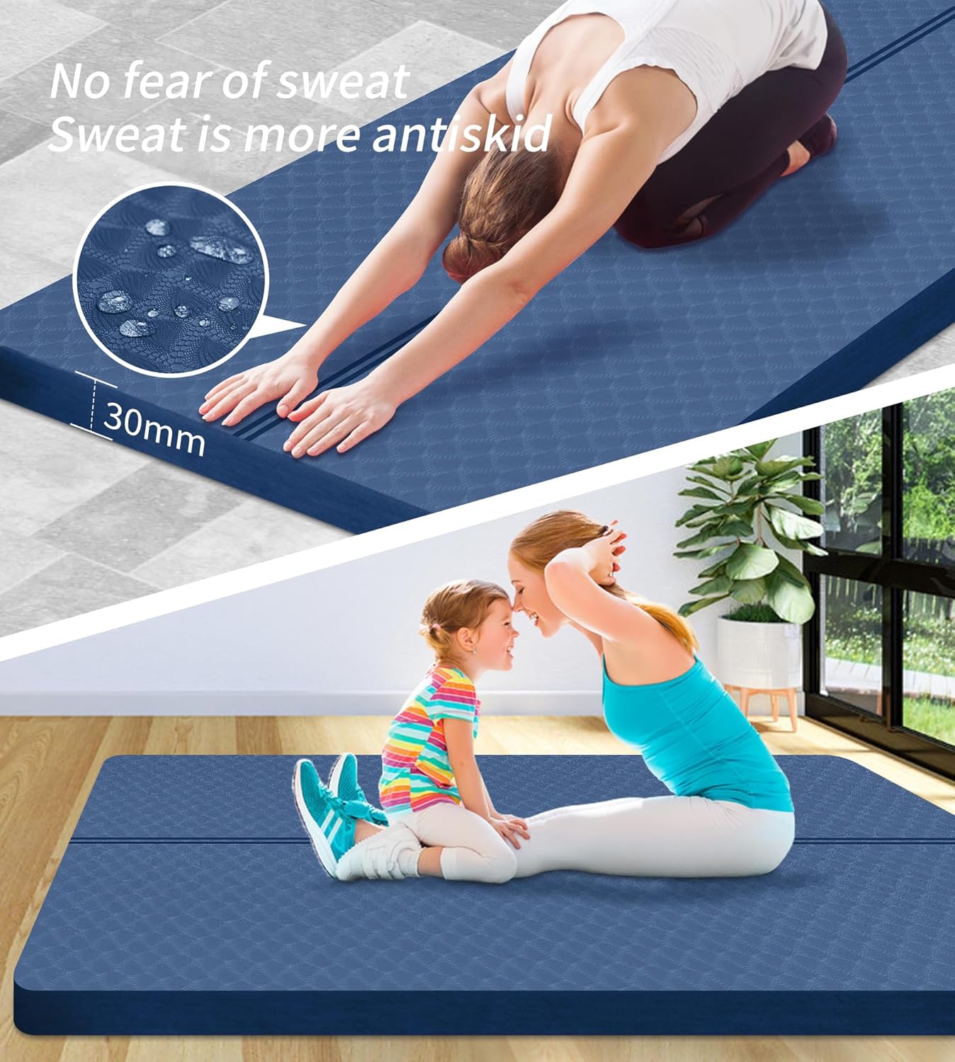 nuveti Large Exercise Mat - 15mm/20mm/30mm Thick Yoga Mat | Workout Mat for Fitness, Yoga, Pilates, Stretching & Floor Exercises for Women & Men with Free Carrying Bag