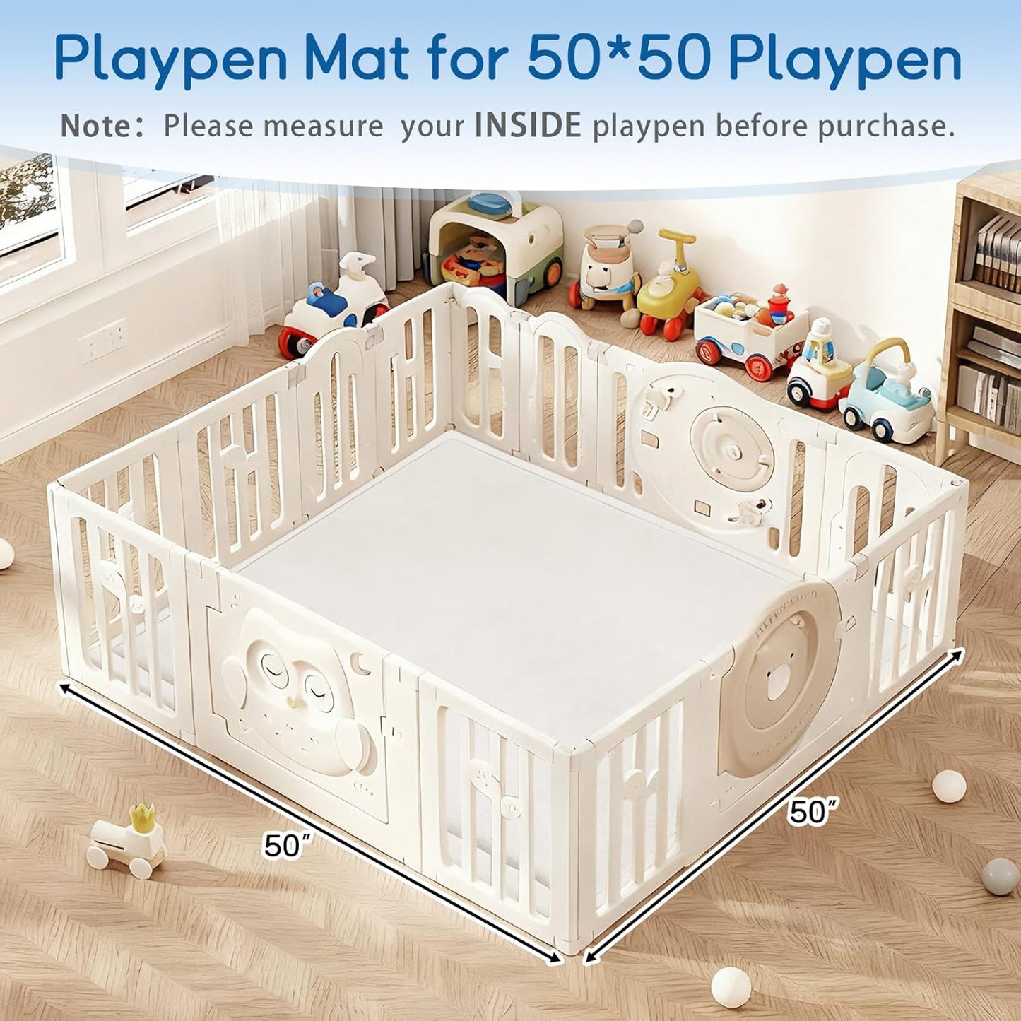 Baby Play Mat for Floor Nursery Rug Muscle Mat Area Rug Playroom Rug 79"x110" Playpen Mat Memory Foam 1.3" Thick Crawling Mat For Babies,Toddlers, Infants, Kids,Grey