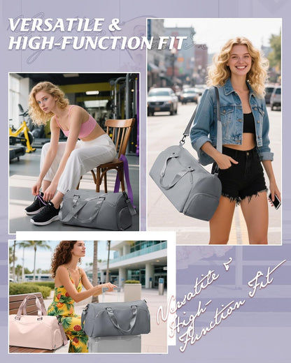Gym Bag Womens Mens with Shoes Compartment and Wet Pocket Travel Duffel Bag for Women for Plane Sport Gym Tote Bags Swimming Yoga Waterproof Weekend Overnight Carry on Bag Hospital Holdalls - Colors C