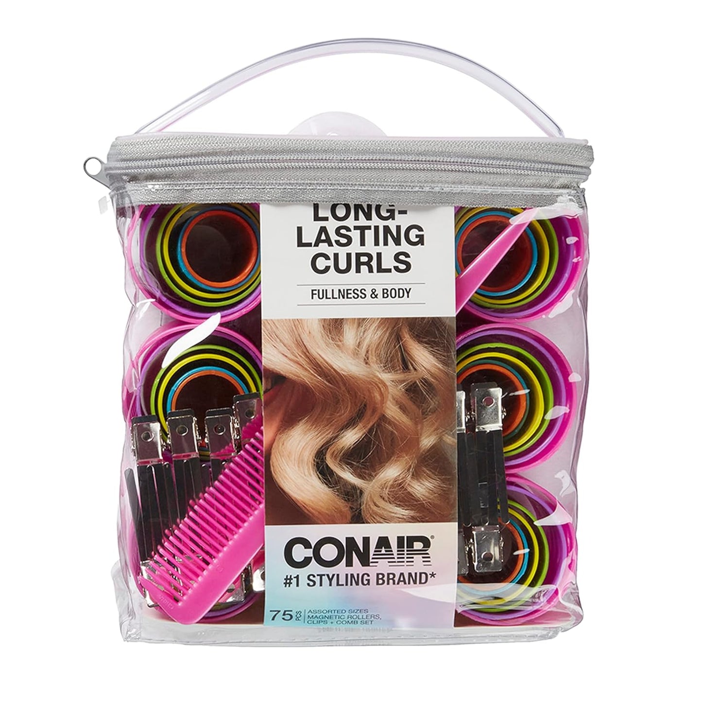 Conair Foam Hair Rollers -Heatless curls - Foam Rollers - Hair Rollers - Loose Hair Curlers in Assorted Sizes - 8 Count w/storage case