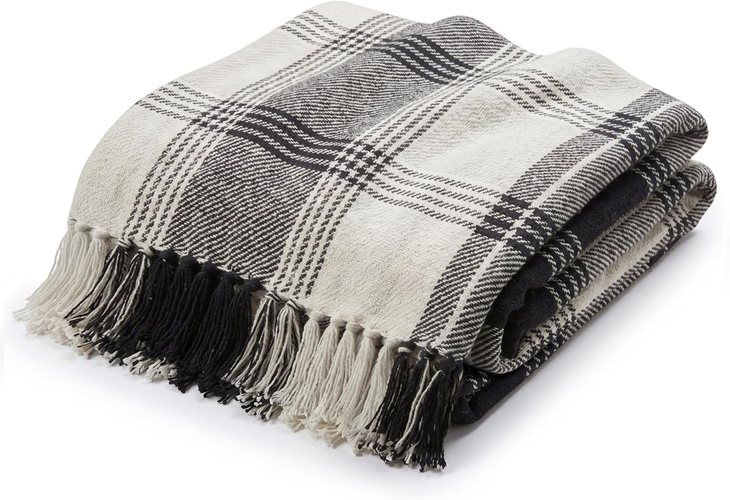 Americanflat 50x60 Throw Blanket - Soft and Breathable Cotton Throw Blanket for Couch, Bed, Chair - Decorative Blankets Perfect for Home or Outdoor Use - Navy Blue and White Double Diamond Design