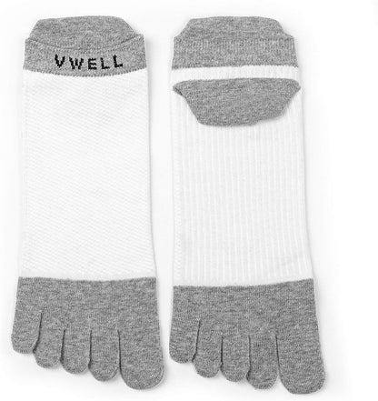 VWELL Cotton Toe Socks Five Finger Socks No Show Crew Athletic Running Socks 4 Pairs,Size 7-11