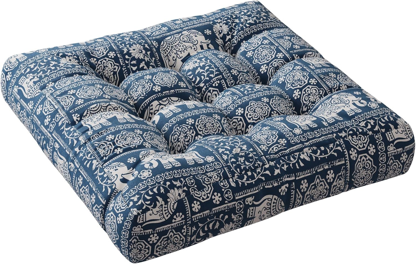 Codi Boho Floor Pillow, Large Meditation Cushion for Adults, Square Pillows Seating for Yoga Living Room Tatami Sitting Home Decor, Memory Foam Added, 22x22 Inch, Multi Patchwork