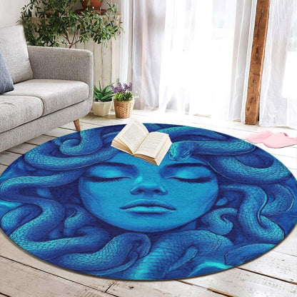 Machine Washable Modern Round Area Rug, Room Sofa Yoga Soft Round Carpet, Home Decor Non Slip Kitchen Office Circle Rug Trippy Rainbow Mushroom Tie Dye Art, 60inch