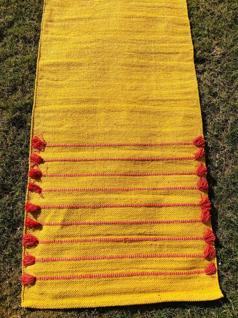 Payal Rugs Cotton Yoga Mat - Eco-Friendly Hand-Woven Rug - Non Slip & Thick (24”x72”x5mm) for Yoga Everyday Fitness at Home - Comfortable Extra-Long