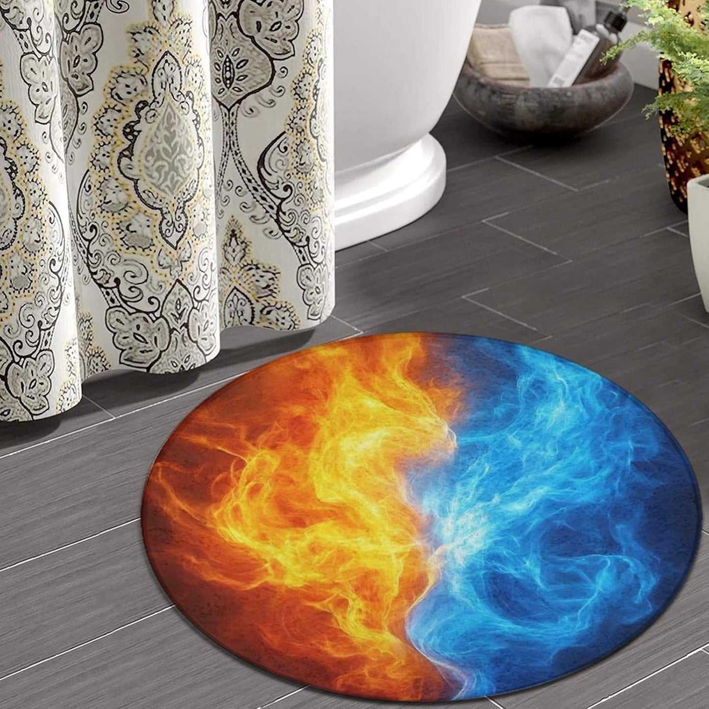 Soft Round Yoga Carpet, Office Chair Decor Round Mat for Carpet and Hardwood Floors Purple Butterfly