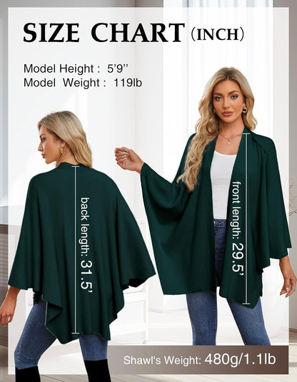 PULI Womens Large Cross Front Poncho Sweater Wrap Topper Knitted Elegant Shawls Cape for Fall Winter