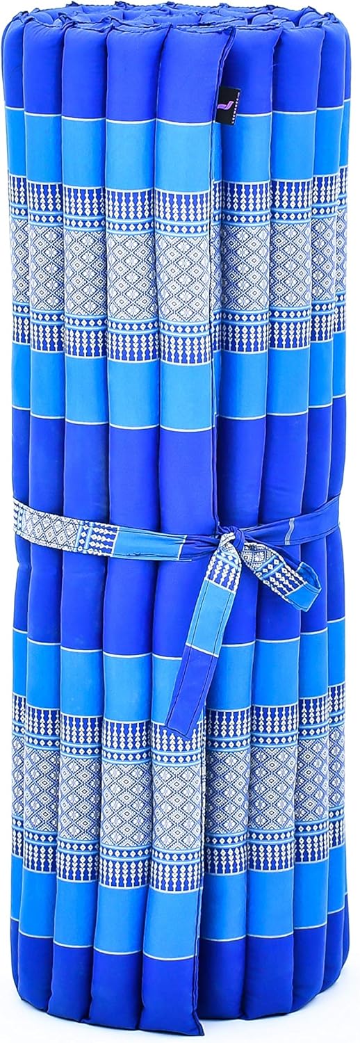 Leewadee - Kapok Roll Mat – Handcrafted Folding Sleep & Relaxation Mattress from Thailand, Ideal as Guest Bed, Camping Mat, Yoga Mat or Traditional Futon, 75 x 39 inches, Anthracite