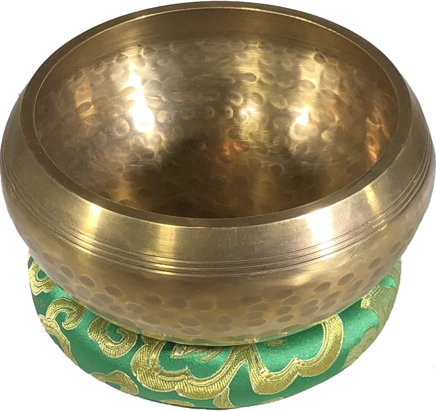 SATNAM 5" Gold Tibetan Meditation Yoga Singing Bowl Set ~Live Fully Now ~ Tuned to B ~ Hand Hammered Antique healing bowl design ~Wood Striker ~ Himalayan bowl for Meditation, hand yoga, and Chakra