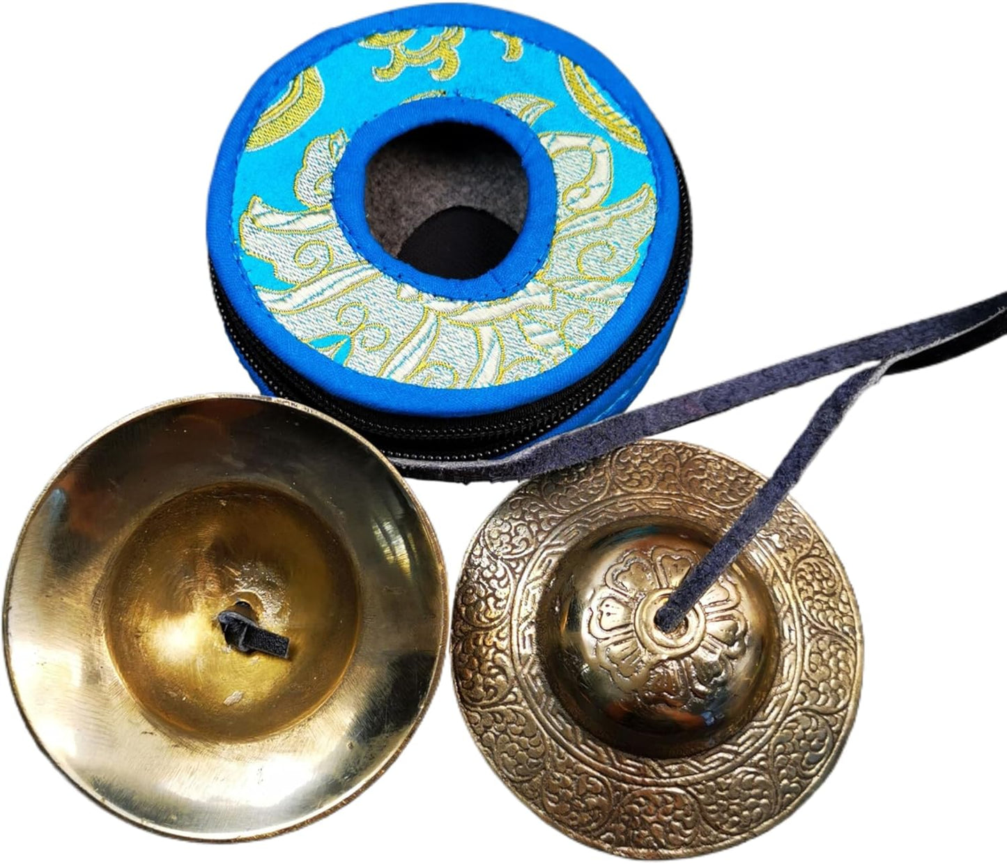 Tibetan Tingsha Bell Set - Tibetan Cymbals - for Sound Healing, Yoga, Meditation, and Mindfulness,Handmade in Nepal,Made of Bronze,Plain Pattern,Black Color，7.7cm/3.0 inch