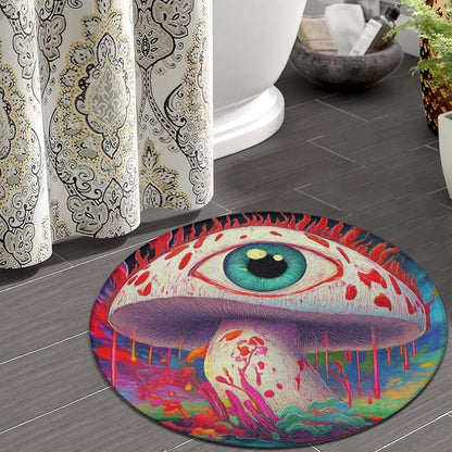 Home Decor Non Slip Kitchen Office Circle Rug, Machine Washable Modern Round Area Rug, Room Sofa Yoga Soft Round Carpet Purple Galaxy Trippy Space Astronaut Art, 36inch