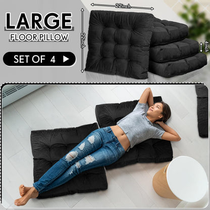 Jerify Floor Pillow Cushions Large Round Square Large Meditation Floor Pillow for Classroom Adult Meditation Picnic Party Seating Learning Daycare School(Square,Mixed Colors,4 Pcs)