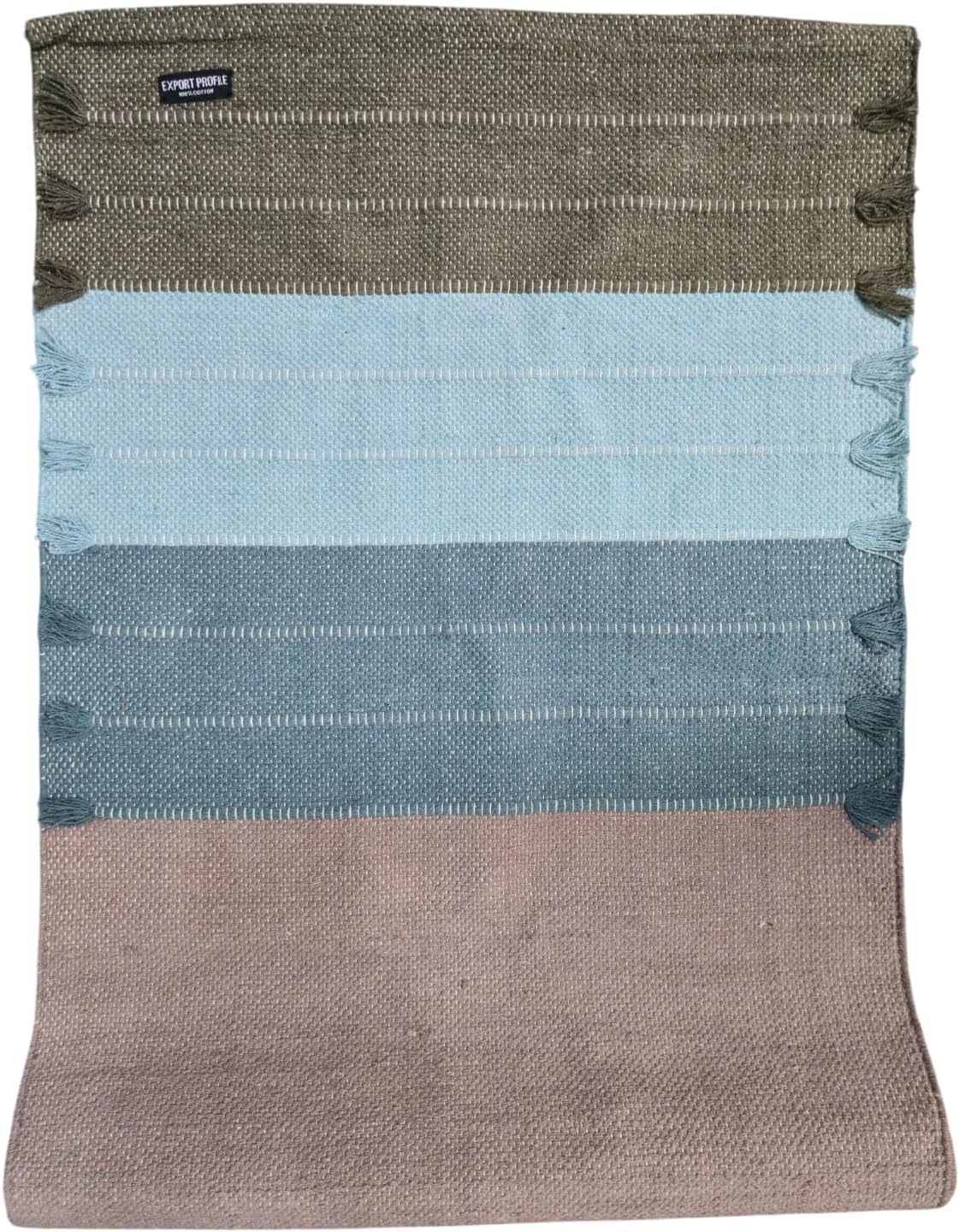 Indian Handmade100 % Organic Anti Skid Multi Colour Cotton Yoga Mat - Eco-Friendly Hand-Woven Rug - Non-Slip & Thick (24”x72”x5mm) for Hot yoga & Everyday Fitness at Home - Comfortable & Foldable Extra-Long Mat