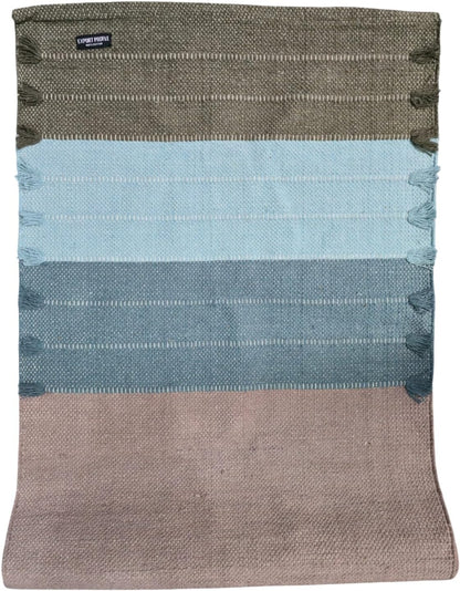 Indian Handmade100 % Organic Anti Skid Multi Colour Cotton Yoga Mat - Eco-Friendly Hand-Woven Rug - Non-Slip & Thick (24”x72”x5mm) for Hot yoga & Everyday Fitness at Home - Comfortable & Foldable Extra-Long Mat