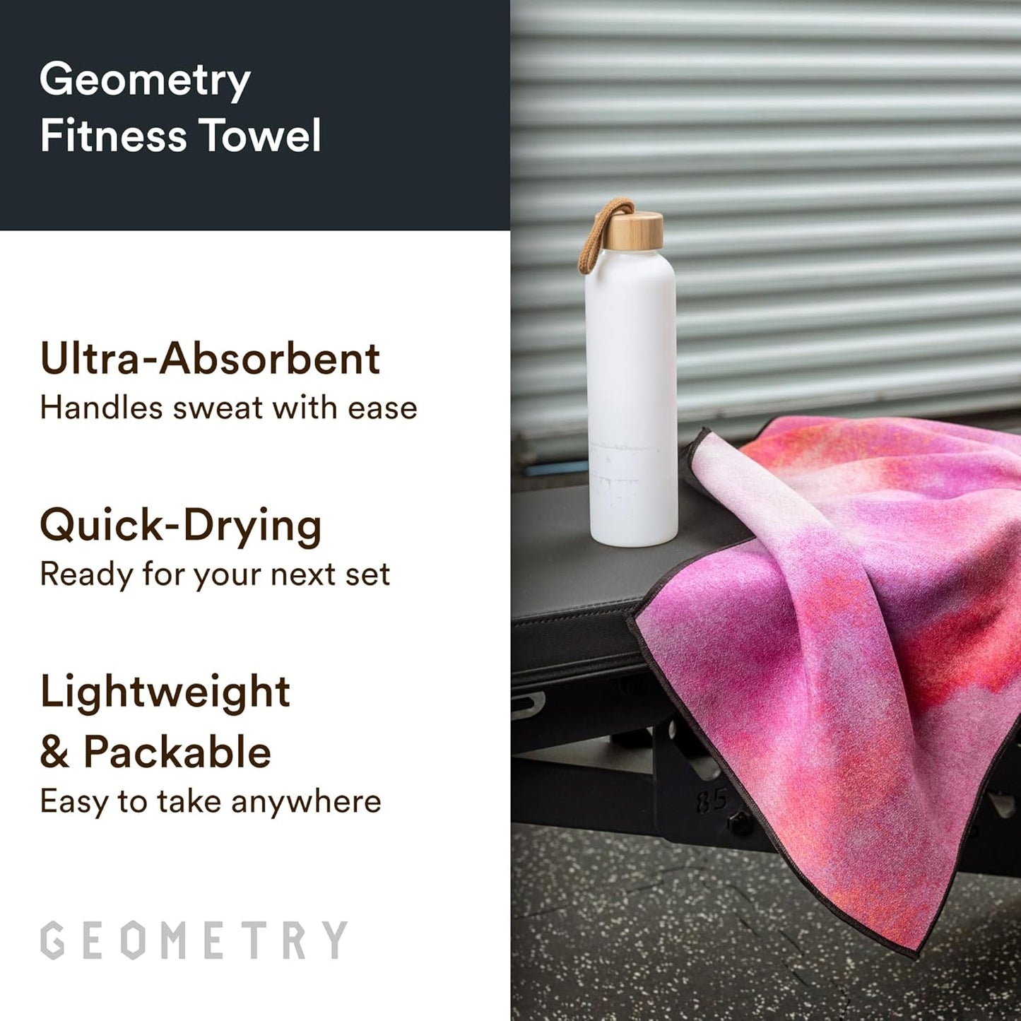 GEOMETRY Gym Towel for Working Out - Compact & Quick Dry, Super Absorbent Microfiber Sweat Towel - Premium Microfiber for Gym - Zig, 16" x 30", 1 Piece