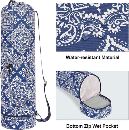sportsnew Yoga Mat Bag with Water Bottle Pocket and Bottom Wet Pocket, Exercise Yoga Mat Carrier Multi-Functional Storage Bag, Patent pending