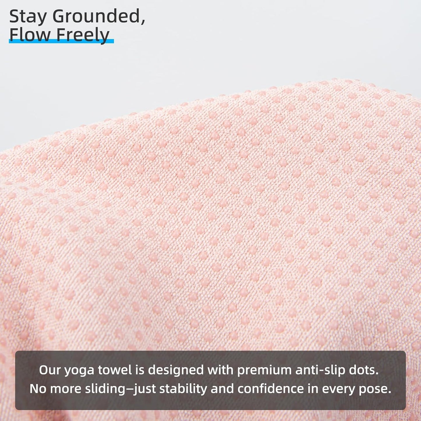 YESLIFE Non-Slip Extra Thick Hot Yoga Towel with One Sweat Towel, Microfiber Sweat Absorbent Yoga Mat Towel with Grip Dot, Pilates Mat, 72" x 24", Light Blue