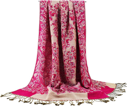 vimate Silky Paisley Pashmina Shawl Scarf-Women's Soft Double-side Jacquard Pashminas Wrap for Evening Dress Travel Shawl