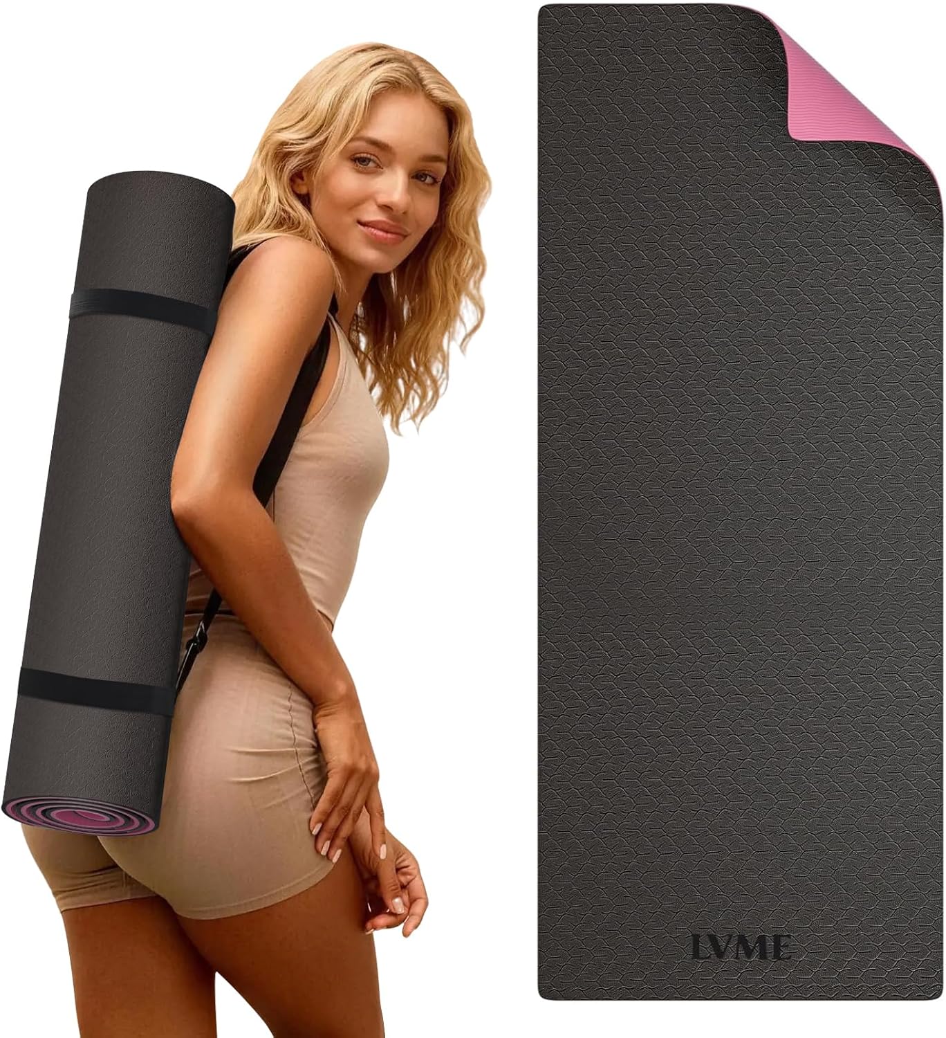 Yoga Mat Non Slip, Anti-Tear 1/4" & 2/5" Thick TPE Yoga Mats for Women and Men, a stylish and practical dual-tone yoga mat.72"x24" Exercise & Fitness Mat with Carrying Strap, Workout Mats for Yoga, Pilates and Floor Exercise