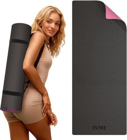 Yoga Mat Non Slip, Anti-Tear 1/4" & 2/5" Thick TPE Yoga Mats for Women and Men, a stylish and practical dual-tone yoga mat.72"x24" Exercise & Fitness Mat with Carrying Strap, Workout Mats for Yoga, Pilates and Floor Exercise