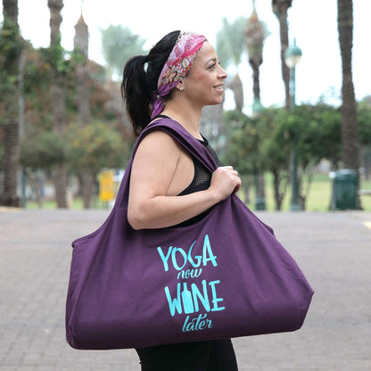 Wild Essentials Yoga Bag, Exercise, Tote, Large Carrier, Shoulder Strap, Inner Pocket, Fits Most Mats, Recycled Cotton Canvas