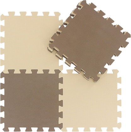 qqpp EVA Rubber 18 Tiles Interlocking Puzzle Foam Floor Mats - Baby Play Mat for Playing | Exercise Mat for Home Workout. White, Pink, Gray. QC-ACLb18N