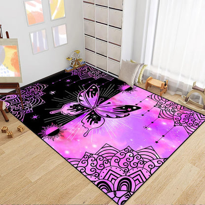 Black Girl Area Rug for Bedroom African Black Girls Floor Rugs for Living Room Playroom Cartoon Art Home Decor Soft Yoga Mats for Women Afro Purple 47" x 31" (2.7 x 3 Feet)