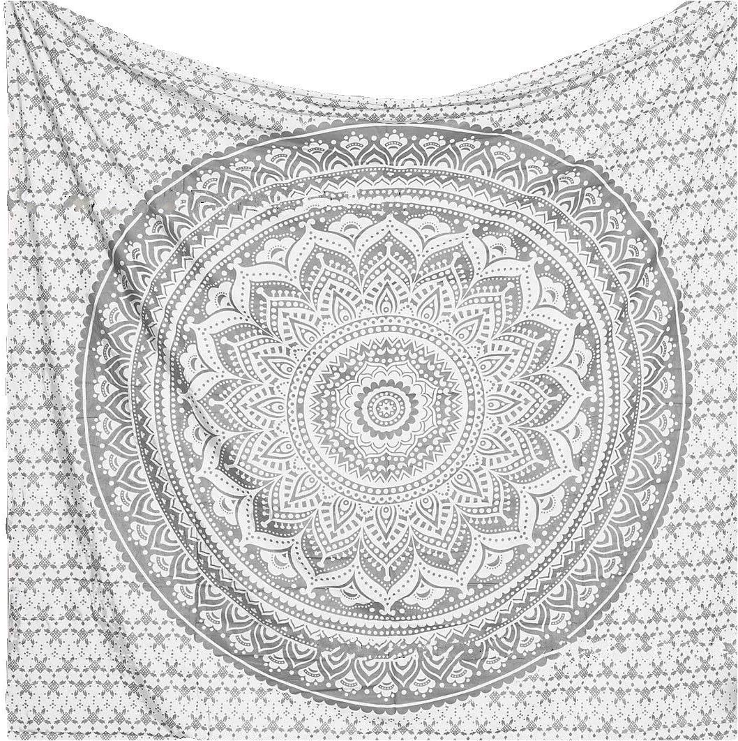 THE ART BOX Original Gold Tapestry Wall Hanging Mandala – Cotton Throw Tapestry – Boho Bedding White and Gold Medium Bedspread 54x60 Inches – Meditation & Yoga Rug Mat