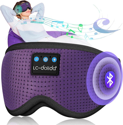 LC-dolida Sleep Headphones, 3D Sleep Mask Bluetooth Wireless Music Eye Mask, Sleeping Headphones for Side Sleepers Sleep Mask with Bluetooth Headphones Ultra-Thin Stereo Speakers Perfect for Sleeping