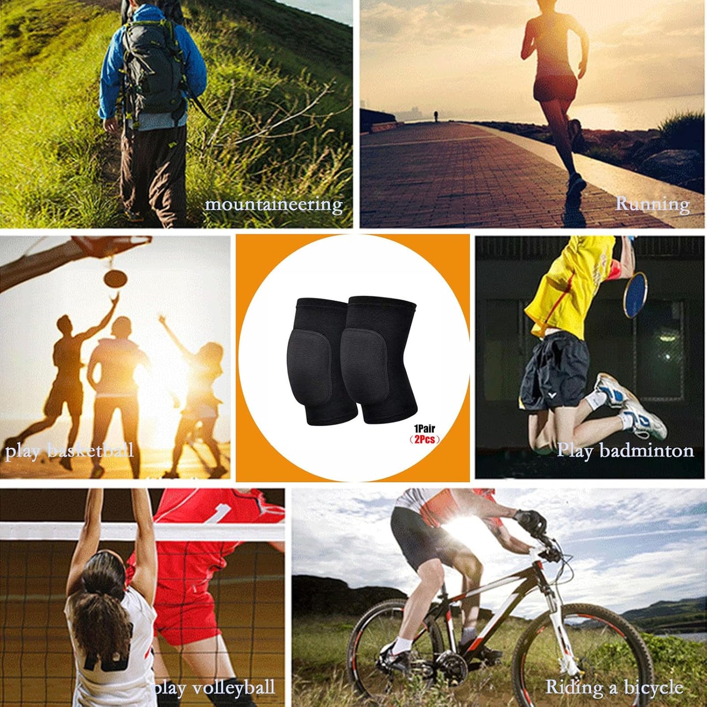 Anti slip sponge, soft and breathable men's, women's, girls', and children's black knee pads suitable for sports scenes such as volleyball, football, dance, yoga, wrestling, running, cycling, etc (Black, Large)