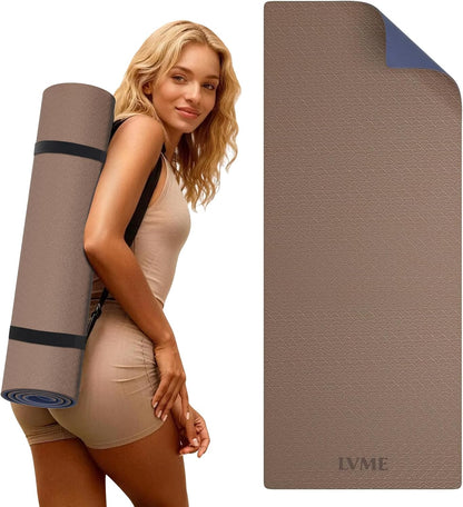 Yoga Mat Non Slip, Anti-Tear 1/4" & 2/5" Thick TPE Yoga Mats for Women and Men, a stylish and practical dual-tone yoga mat.72"x24" Exercise & Fitness Mat with Carrying Strap, Workout Mats for Yoga, Pilates and Floor Exercise