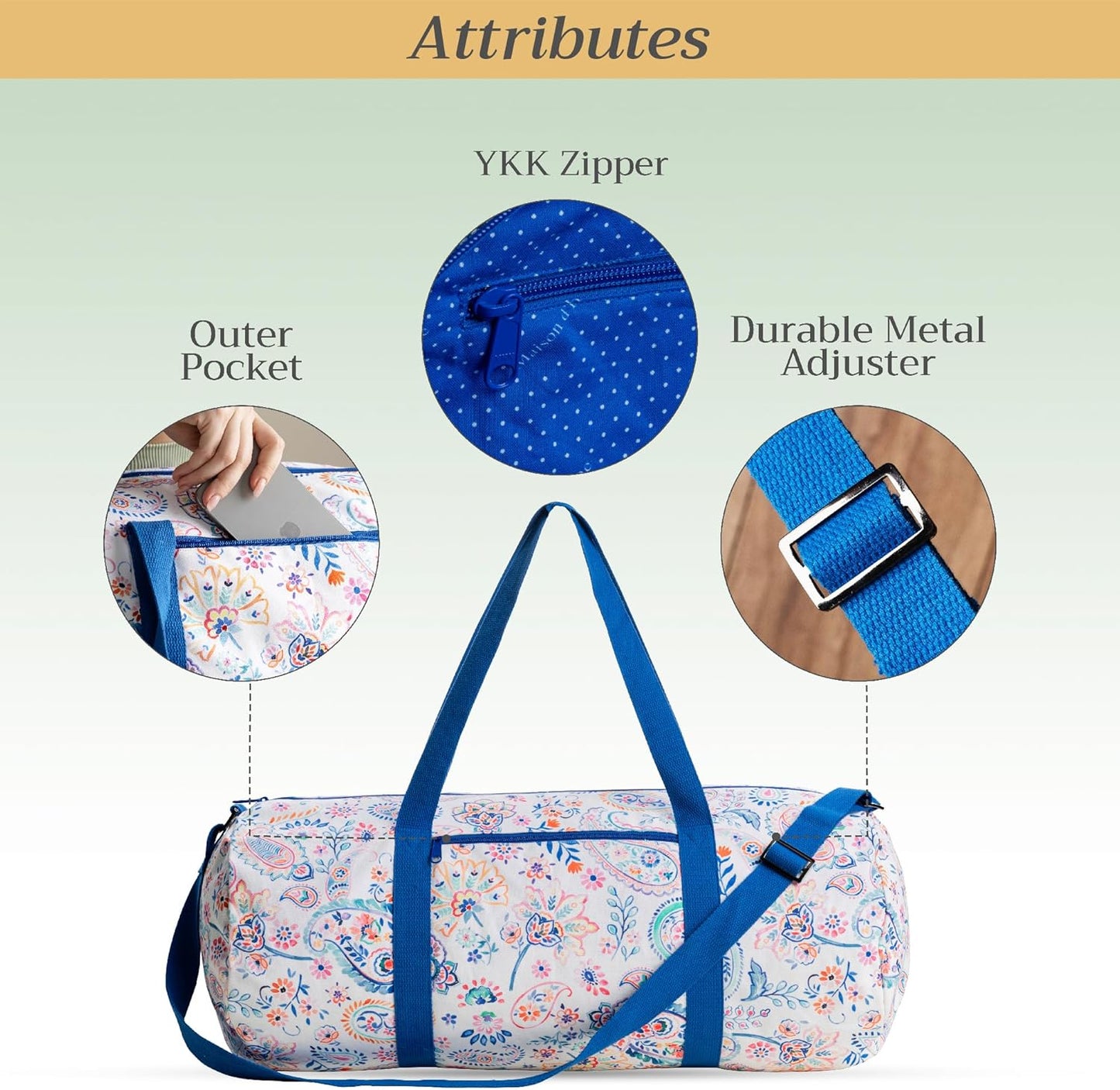 Maison d' Hermine Yoga Mat bag, Cylindrical bag for Woman&Men, yoga mat Bag &Adjustable shoulder straps Yoga Mat Carrier Bag with Drawstring Water Bottle Pocket and zipper pocket Easter Gifts