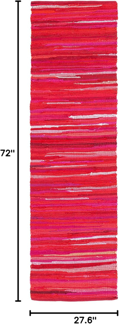 SAFAVIEH Area Rug 3x5 - Rag Rug Collection - Blue & Multi, Handmade Cotton, Boho Stripe Pattern, Ideal for Entryway, Living Room, Bedroom, Dining Space (RAR130B)
