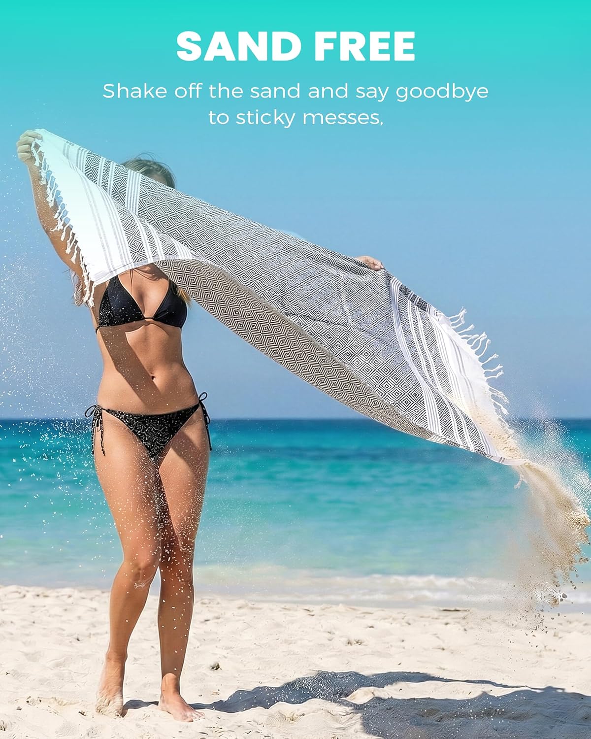 Antfuny Turkish Beach Towels Vacation Essentials Quick Dry Sand Free Oversized Bath Pool Swim Towel Extra Large XL Blanket Adult Travel Cruise Accessories Must Haves Clearance Stuff Necessities - Colors A