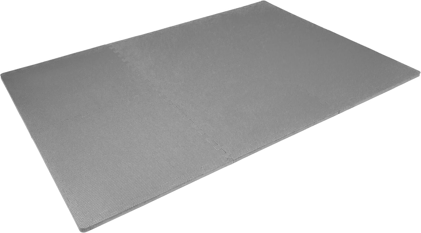 ProsourceFit Weaved Pattern Extra Thick Exercise Puzzle Mat ¾-inch, EVA Foam Interlocking Tiles for Protective, Cushioned Flooring for Home and Gym Equipment; Grey, 24 SQ FT, 6 Tiles