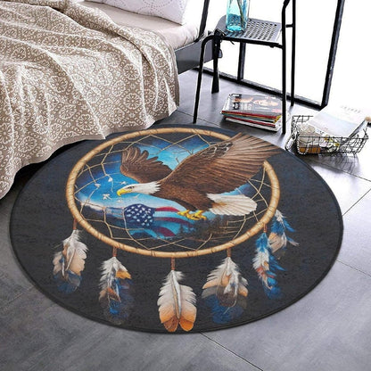 Machine Washable Modern Round Area Rug, Room Sofa Yoga Soft Round Carpet, Home Decor Non Slip Kitchen Office Circle Rug Union Jack Flag UK Mandala Art, 60inch