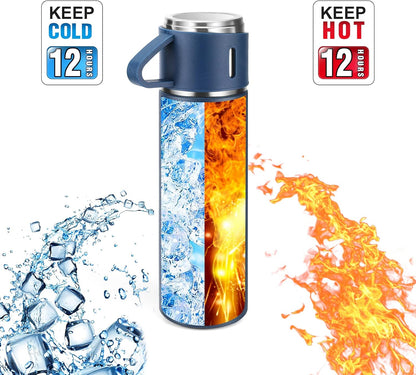 Stainless Steel Thermo 500ml/16.9oz Vacuum Insulated Bottle with Cup for Coffee Hot drink and Cold drink water flask.(Pink,Set)