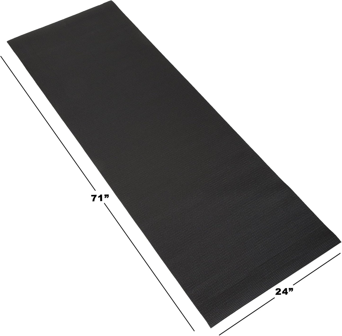 Yoga Mat - Double Sided 1/4-Inch Workout Mat - 71x24-Inch Exercise Pad for Home Gym Fitness or Pilates with Carrying Strap by Wakeman (Black)