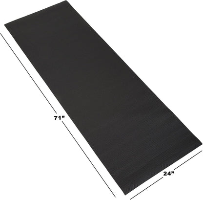 Yoga Mat - Double Sided 1/4-Inch Workout Mat - 71x24-Inch Exercise Pad for Home Gym Fitness or Pilates with Carrying Strap by Wakeman (Black)