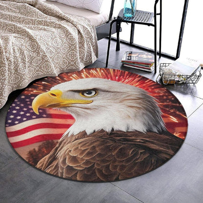 Machine Washable Modern Round Area Rug, Room Sofa Yoga Soft Round Carpet, Home Decor Non Slip Kitchen Office Circle Rug Union Jack Flag UK Mandala Art, 60inch