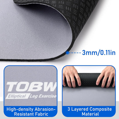 TOBWOLF Non-Slip Workout Mat for Ellipse Leg Exerciser, Ellipse Machine Mat, Exercise Mat for Under Desk Ellipticals, Suitable for Electric Seated Foot Pedal Exerciser, Stability & Floor Protection