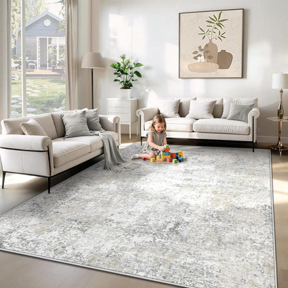 XLUEZ 8x10 Area Rugs for Living Room, Washable Modern Abstract Large Area Rug Neutral Soft Non Slip Kids Rug Stain Resistant Indoor Carpet for Bedroom Nursery Dining Children's Room(Blue, 8'x10')
