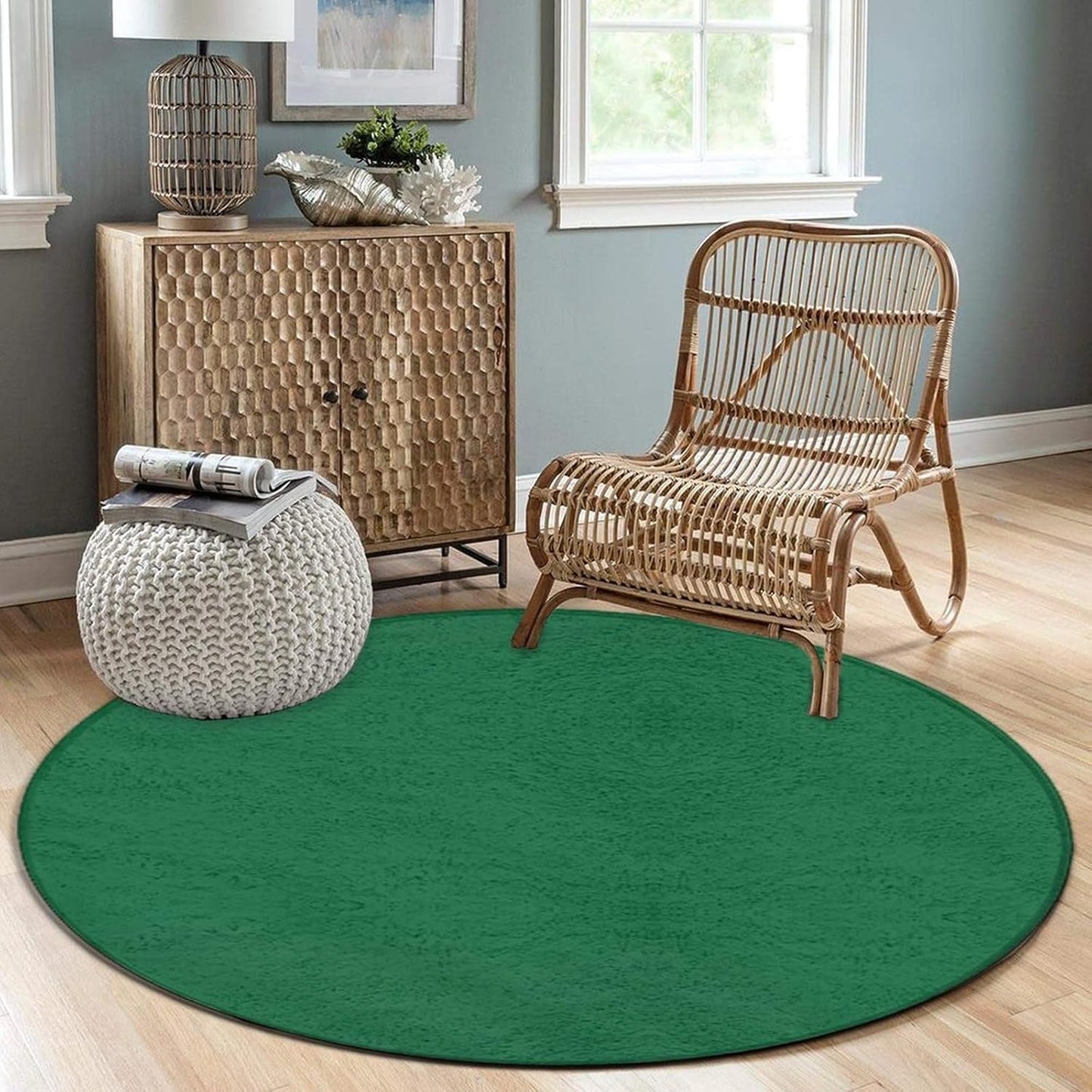 Women's Large Home Decor Mat, Soft Round Yoga Carpet, Non Slip Machine Washable Home Office Circle Rug Purple