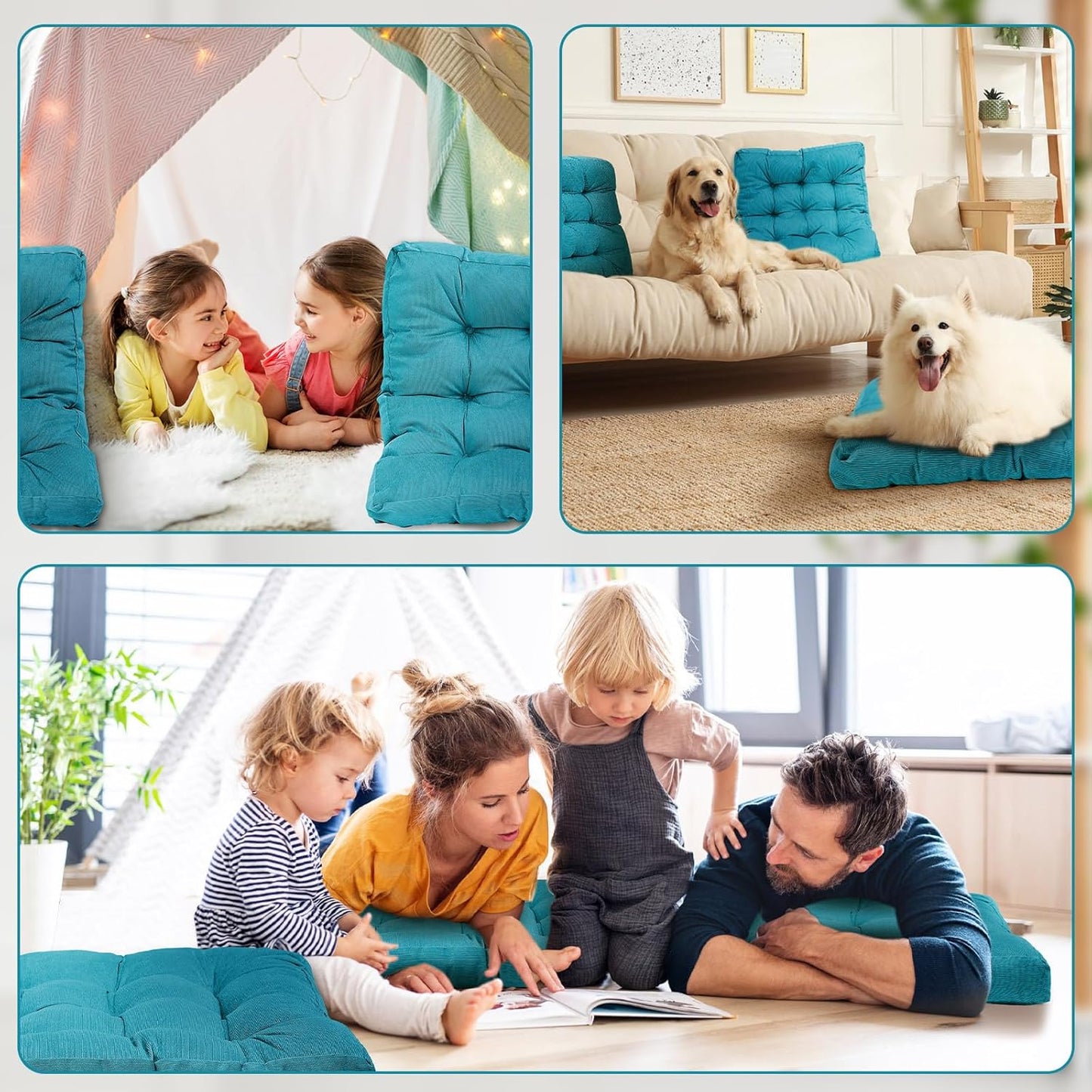 Jerify Floor Pillow Cushions Large Round Square Large Meditation Floor Pillow for Classroom Adult Meditation Picnic Party Seating Learning Daycare School(Square,Mixed Colors,4 Pcs)