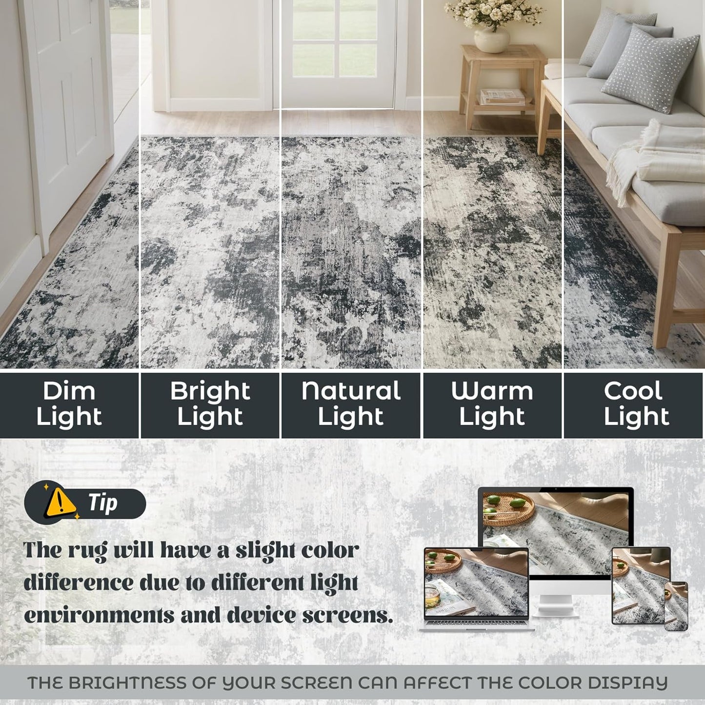 XLUEZ 8x10 Area Rugs for Living Room, Washable Modern Abstract Large Area Rug Neutral Soft Non Slip Kids Rug Stain Resistant Indoor Carpet for Bedroom Nursery Dining Children's Room(Blue, 8'x10')