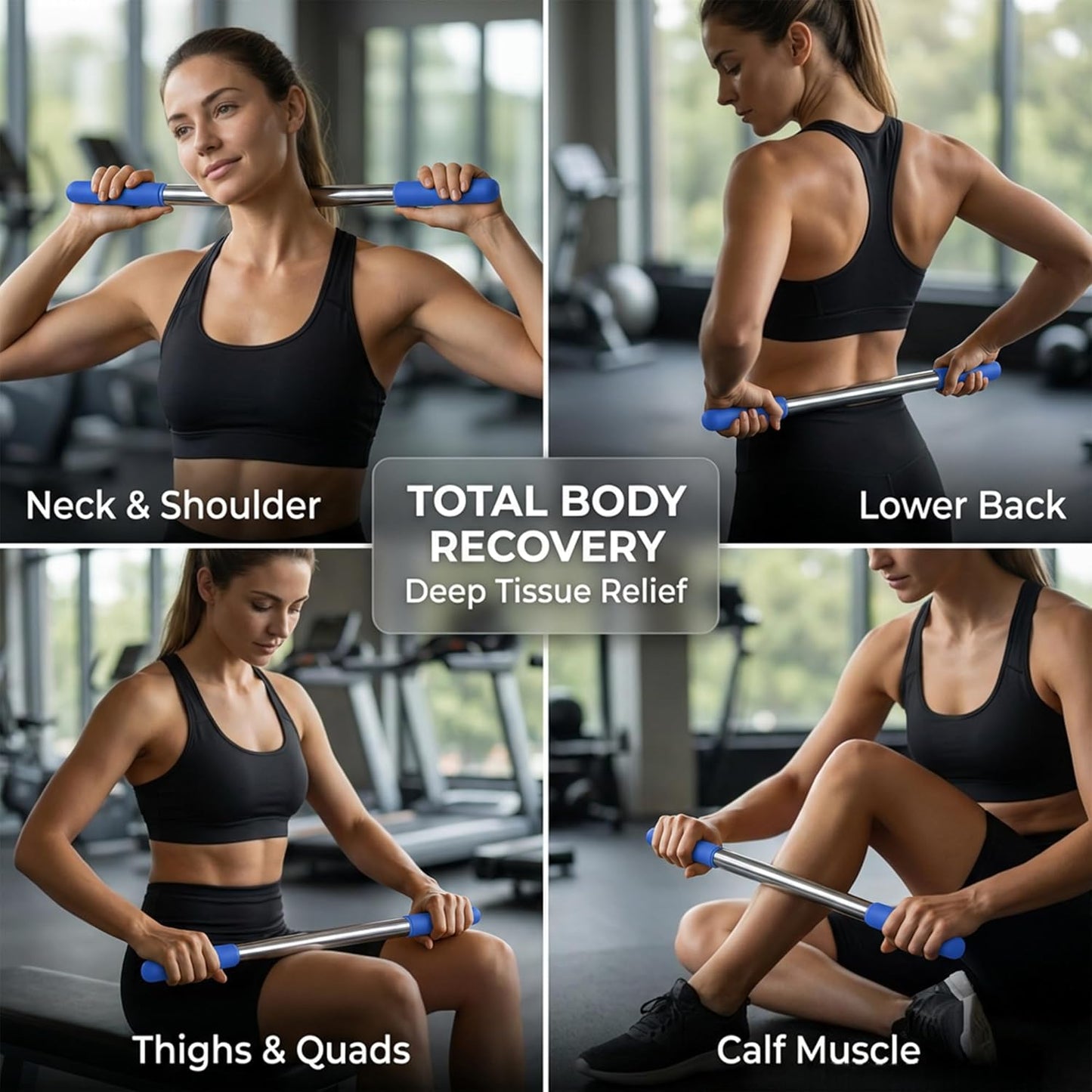 Muscle Roller Stick for Deep Tissue Massage & Myofascial Release | Cold Therapy Roller for Back, Legs, Arms, Shoulders | Massage Roller Stick (Black)